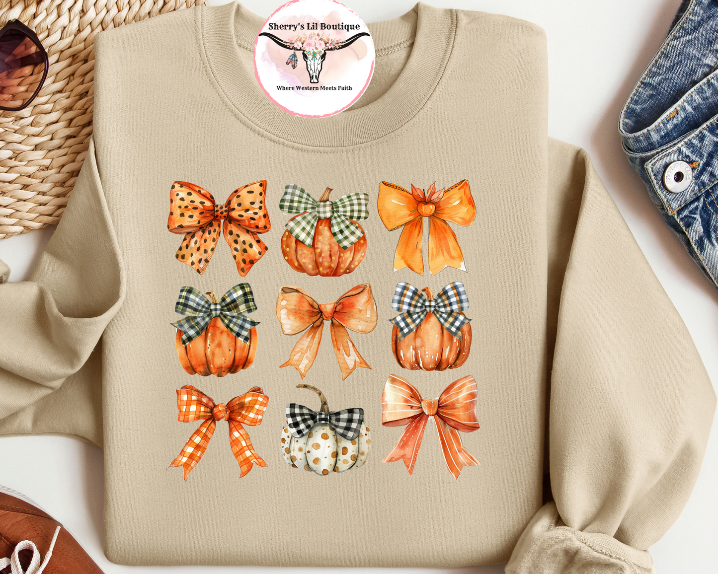 Fall Pumpkins and Bows T-Shirt / Sweater