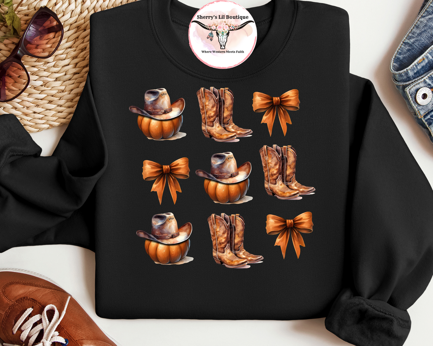 Boots, Pumpkins and Bows Tees & Sweaters