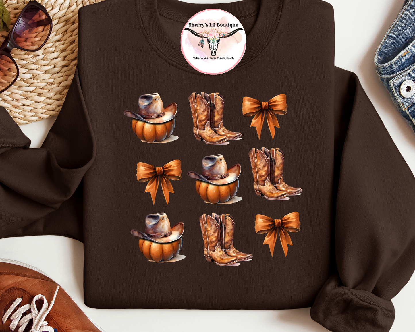 Boots, Pumpkins and Bows Tees & Sweaters