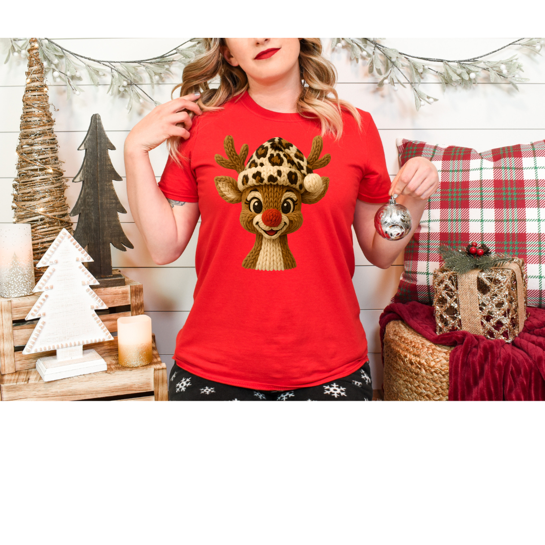 Faux Crochet Reindeer Sweatshirt and Tee