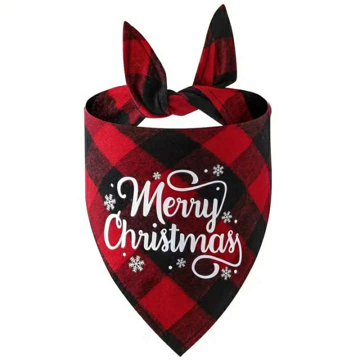 Red Plaid Merry Christmas Bandana